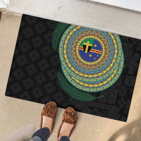 Tafea Tribal Tattoo with Namele Leaves Rubber Doormat