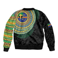 Tafea Tribal Tattoo with Namele Leaves Sleeve Zip Bomber Jacket LT03 - Polynesian Pride