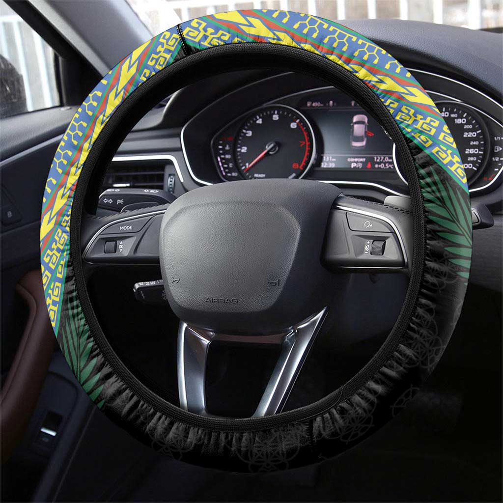 Tafea Tribal Tattoo with Namele Leaves Steering Wheel Cover