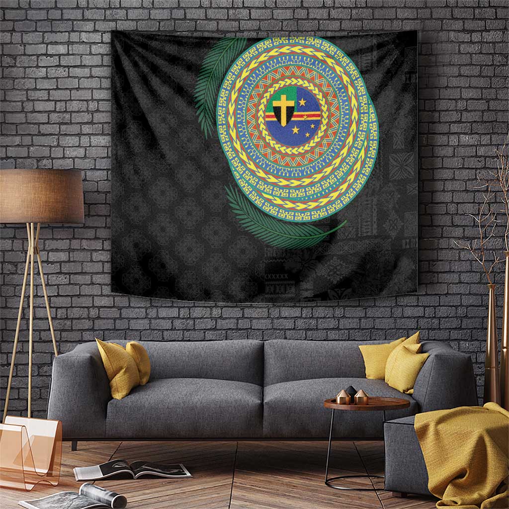 Tafea Tribal Tattoo with Namele Leaves Tapestry