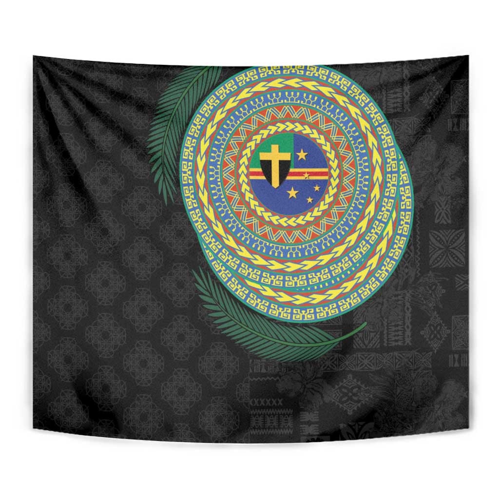 Tafea Tribal Tattoo with Namele Leaves Tapestry