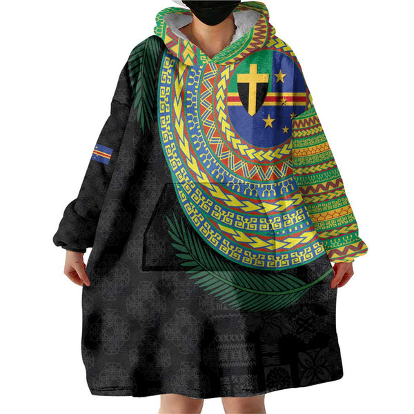 Vanuatu Tafea Province Wearable Blanket Hoodie Pig Tusk Mix Maori Pattern and Namele Leaf LT03 main image 1