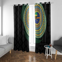 Tafea Tribal Tattoo with Namele Leaves Window Curtain