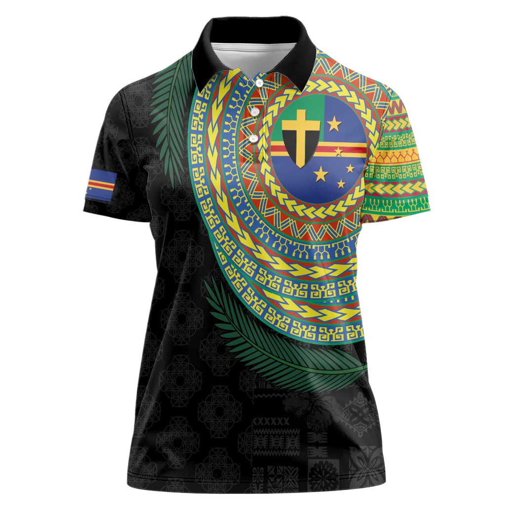 Tafea Tribal Tattoo with Namele Leaves Women Polo Shirt