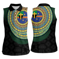 Tafea Tribal Tattoo with Namele Leaves Women Sleeveless Polo Shirt