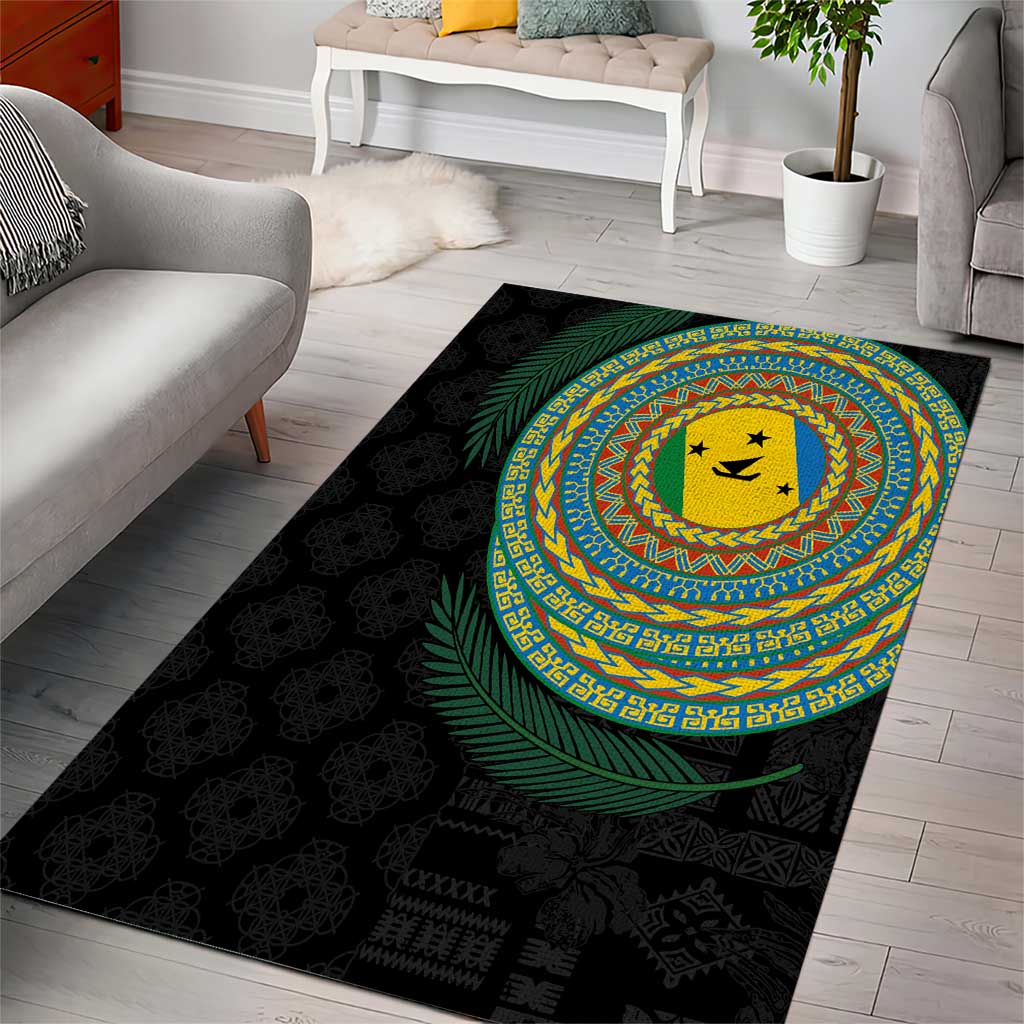 Malampa Tribal Tattoo with Namele Leaves Area Rug