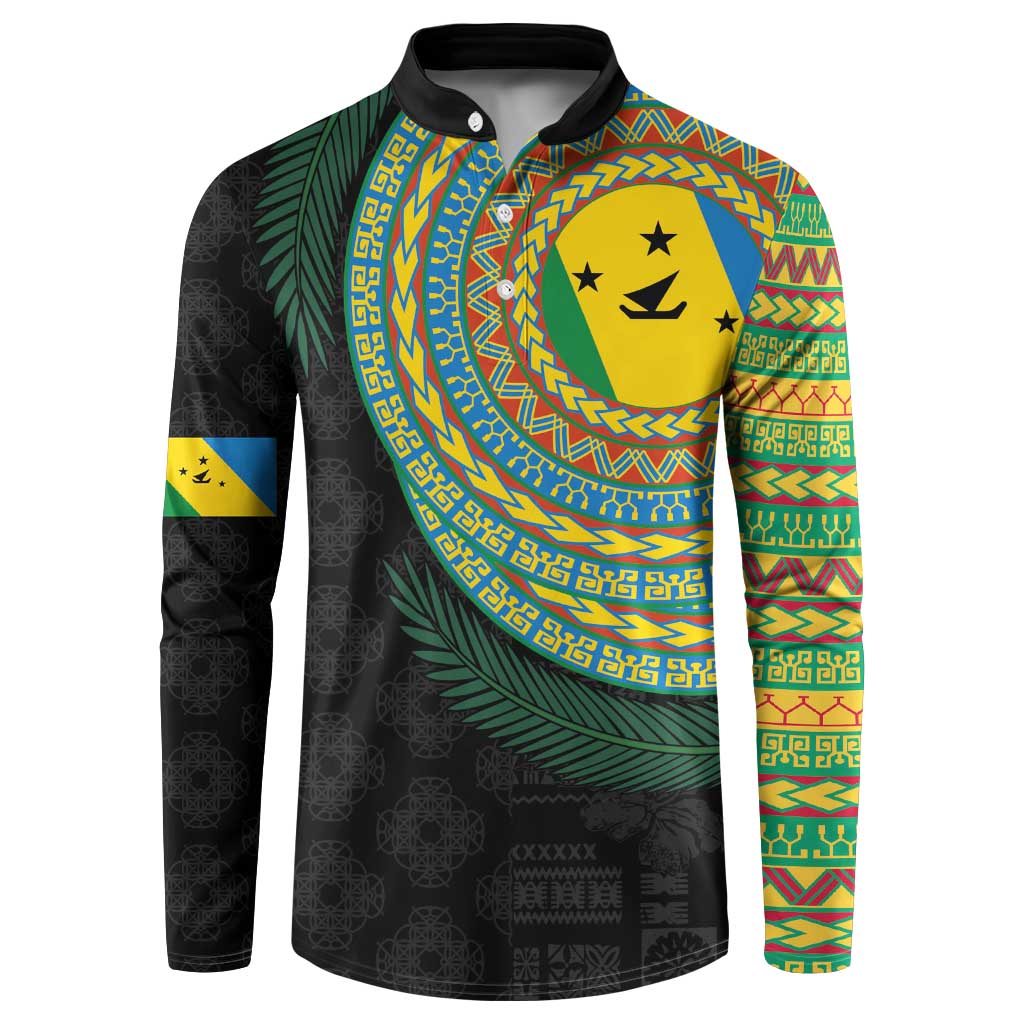 Malampa Tribal Tattoo with Namele Leaves Button Sweatshirt