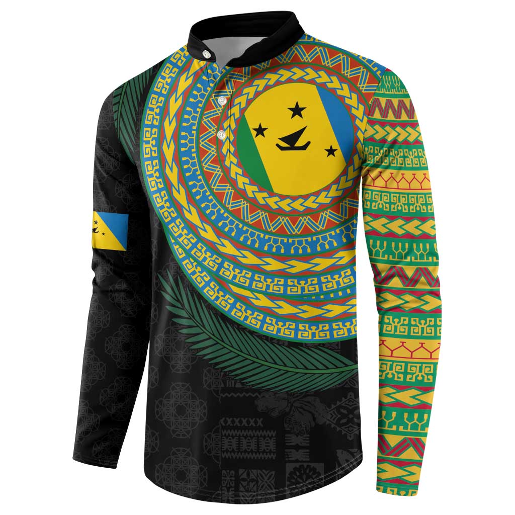 Malampa Tribal Tattoo with Namele Leaves Button Sweatshirt