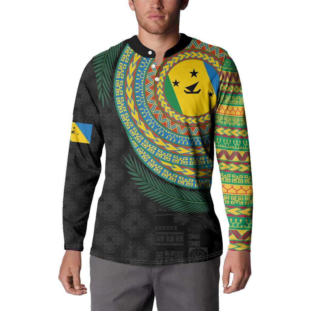Malampa Tribal Tattoo with Namele Leaves Button Sweatshirt