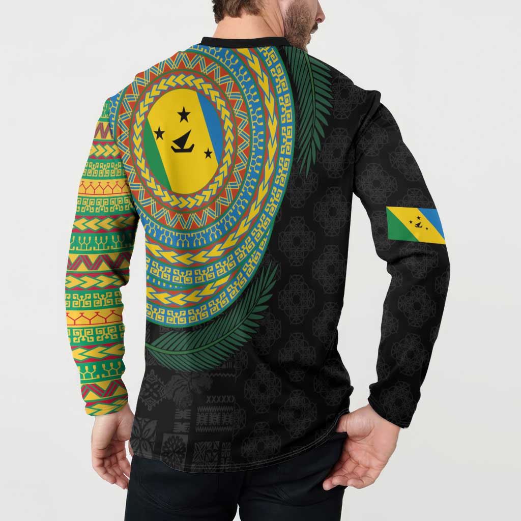 Malampa Tribal Tattoo with Namele Leaves Button Sweatshirt