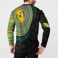 Malampa Tribal Tattoo with Namele Leaves Button Sweatshirt