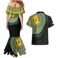 Malampa Tribal Tattoo with Namele Leaves Couples Matching Mermaid Dress and Hawaiian Shirt