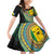 Malampa Tribal Tattoo with Namele Leaves Family Matching Off Shoulder Short Dress and Hawaiian Shirt