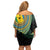 Malampa Tribal Tattoo with Namele Leaves Family Matching Off Shoulder Short Dress and Hawaiian Shirt