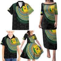 Malampa Tribal Tattoo with Namele Leaves Family Matching Puletasi and Hawaiian Shirt