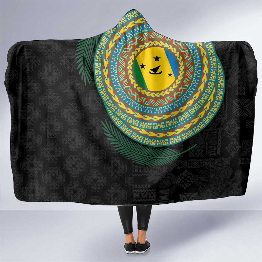 Malampa Tribal Tattoo with Namele Leaves Hooded Blanket