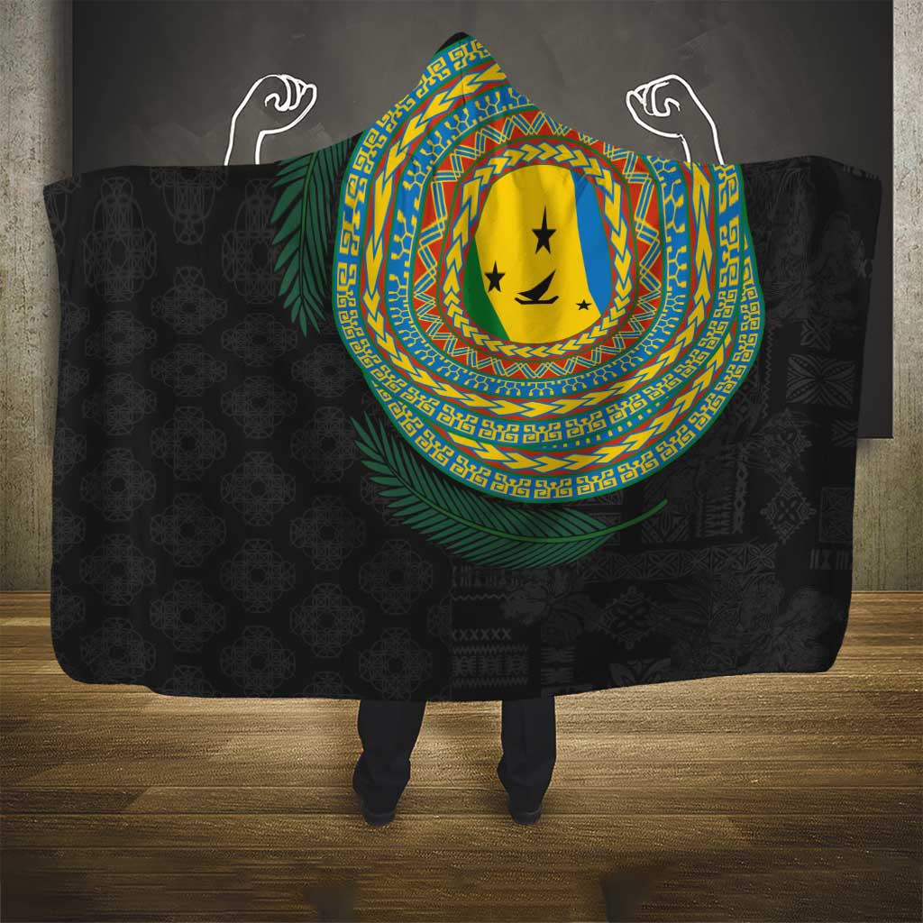 Malampa Tribal Tattoo with Namele Leaves Hooded Blanket