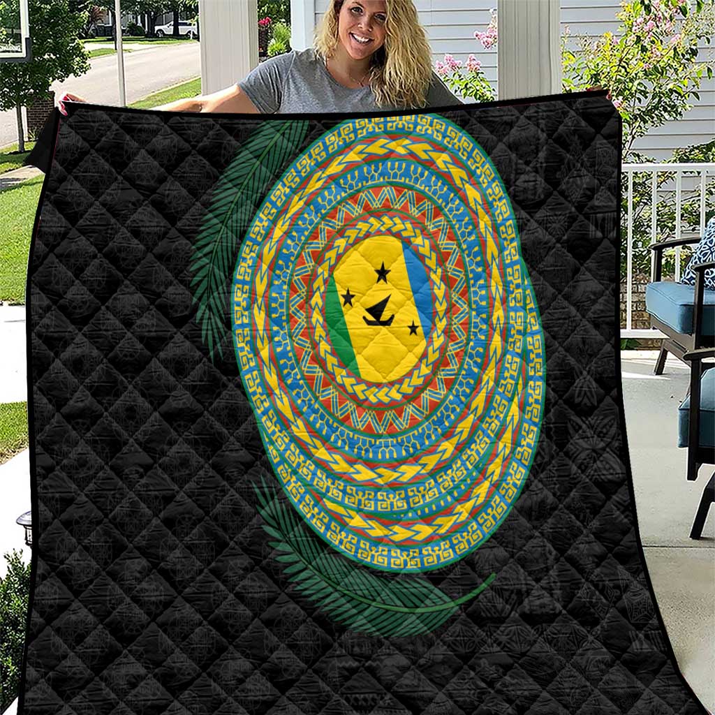 Malampa Tribal Tattoo with Namele Leaves Quilt