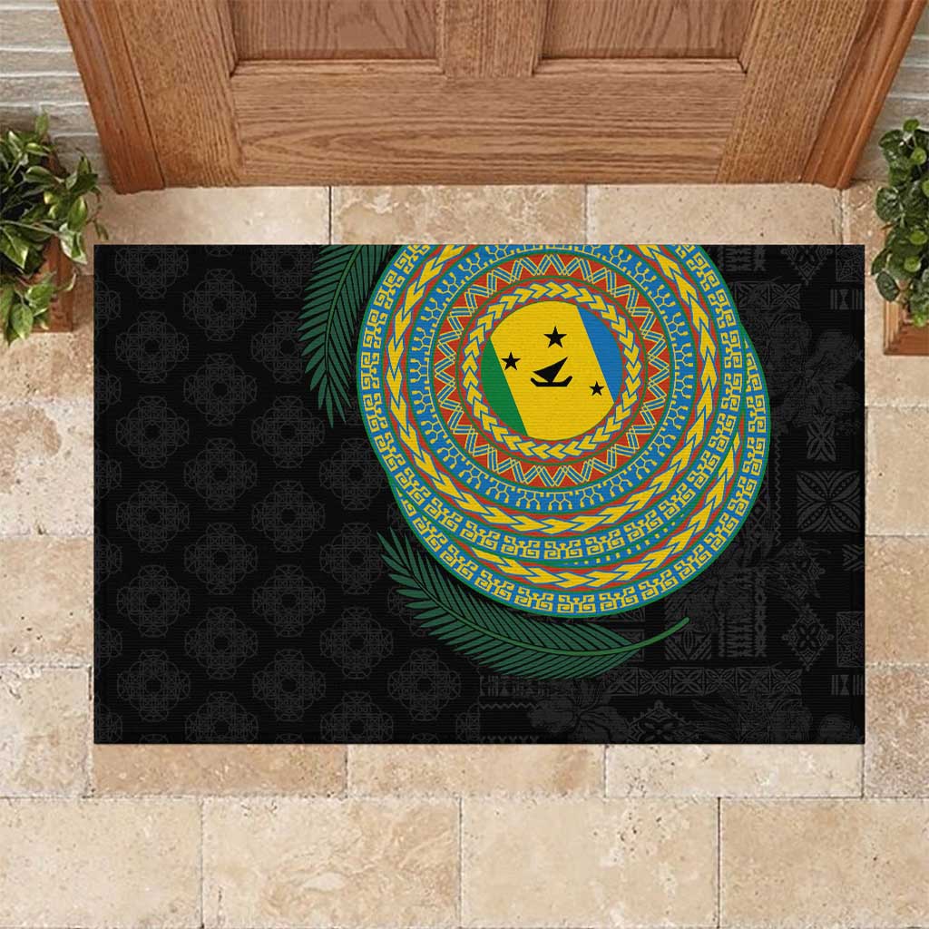 Malampa Tribal Tattoo with Namele Leaves Rubber Doormat