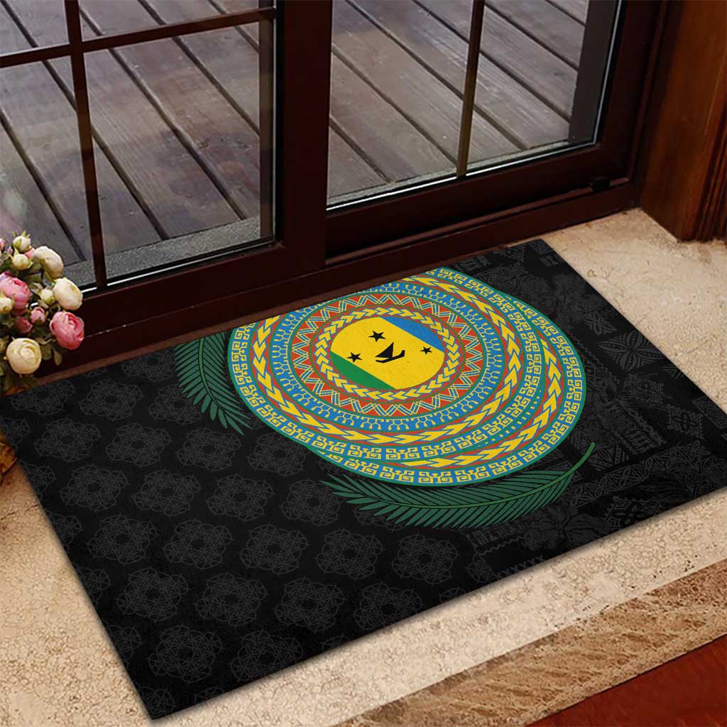 Malampa Tribal Tattoo with Namele Leaves Rubber Doormat
