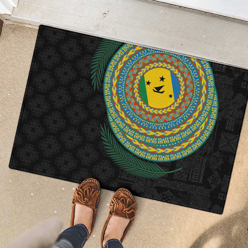 Malampa Tribal Tattoo with Namele Leaves Rubber Doormat