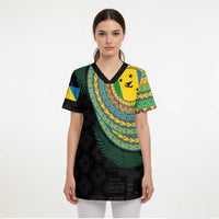 Malampa Tribal Tattoo with Namele Leaves Scrub Top - Polynesian Pride