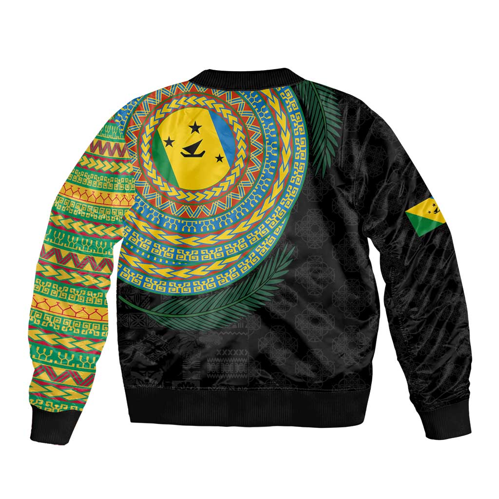 Malampa Tribal Tattoo with Namele Leaves Sleeve Zip Bomber Jacket