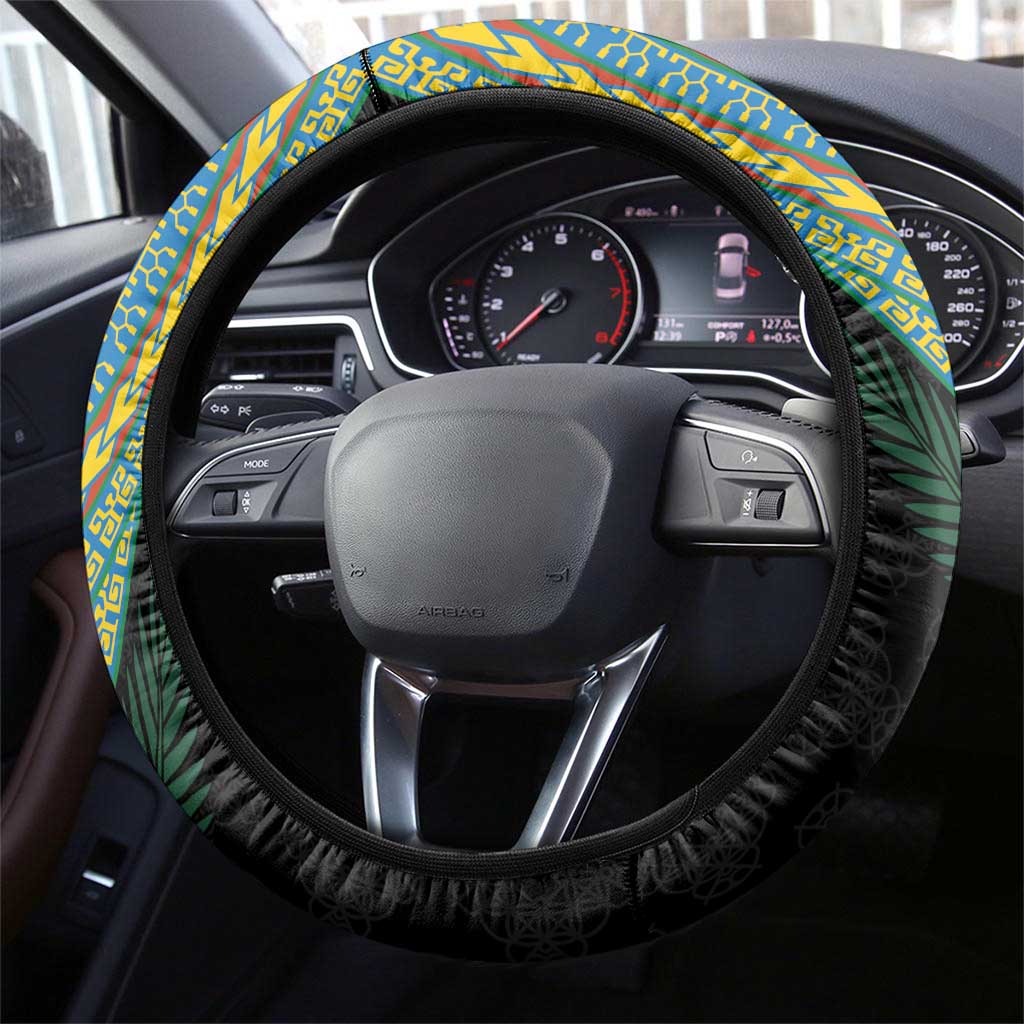 Malampa Tribal Tattoo with Namele Leaves Steering Wheel Cover