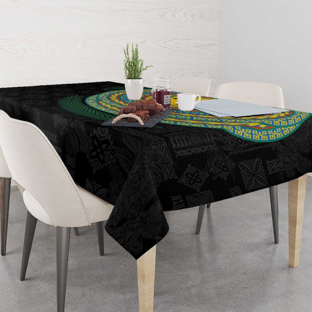 Malampa Tribal Tattoo with Namele Leaves Tablecloth