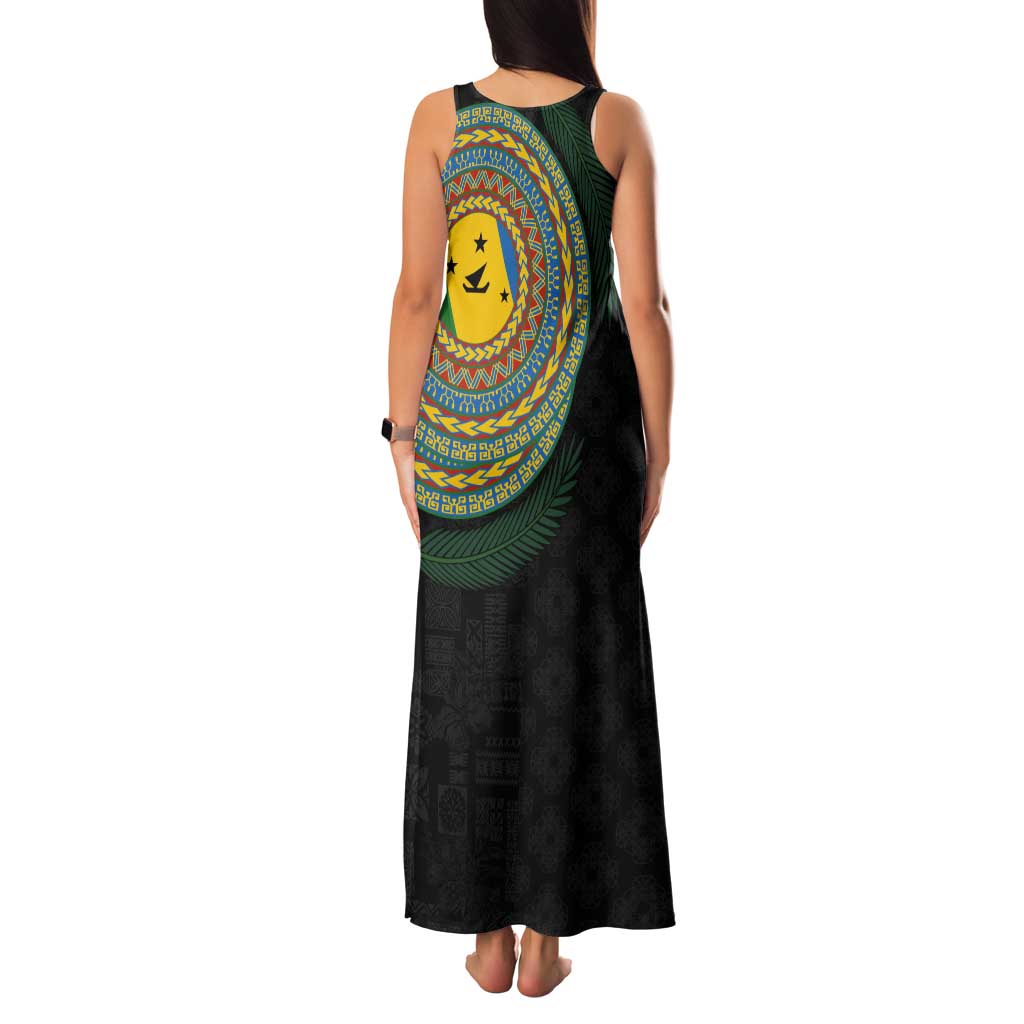Malampa Tribal Tattoo with Namele Leaves Tank Maxi Dress