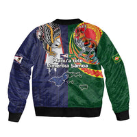 Manuʻa Islands and American Samoa Together Bomber Jacket Rooster and Eagle Mascot National Map and Flag Style LT03 - Polynesian Pride