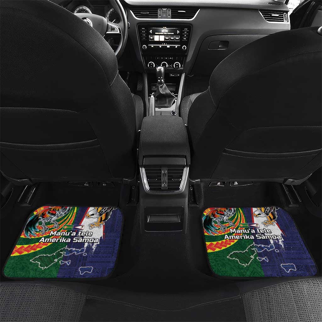 Manuʻa Islands and American Samoa Together Car Mats Rooster and Eagle Mascot National Map and Flag Style