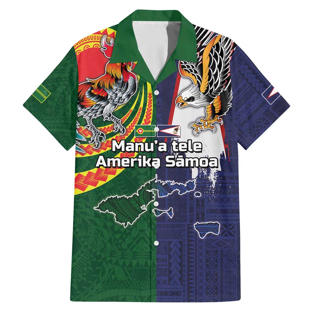 Manuʻa Islands and American Samoa Together Family Matching Mermaid Dress and Hawaiian Shirt Rooster and Eagle Mascot National Map and Flag Style