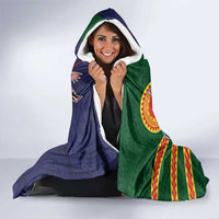 Manuʻa Islands and American Samoa Together Hooded Blanket Rooster and Eagle Mascot National Map and Flag Style