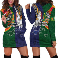Manuʻa Islands and American Samoa Together Hoodie Dress Rooster and Eagle Mascot National Map and Flag Style
