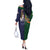 Manuʻa Islands and American Samoa Together Off The Shoulder Long Sleeve Dress Rooster and Eagle Mascot National Map and Flag Style