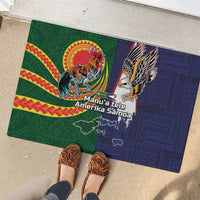 Manuʻa Islands and American Samoa Together Rubber Doormat Rooster and Eagle Mascot National Map and Flag Style