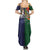 Manuʻa Islands and American Samoa Together Summer Maxi Dress Rooster and Eagle Mascot National Map and Flag Style