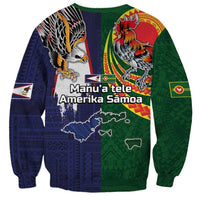 Manuʻa Islands and American Samoa Together Sweatshirt Rooster and Eagle Mascot National Map and Flag Style