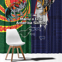 Manuʻa Islands and American Samoa Together Window Curtain Rooster and Eagle Mascot National Map and Flag Style