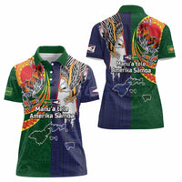 Manuʻa Islands and American Samoa Together Women Polo Shirt Rooster and Eagle Mascot National Map and Flag Style
