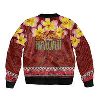 Aloha Plumeria Flowers Bomber Jacket With Hawaiian Style Tapa Tribal LT03 - Polynesian Pride