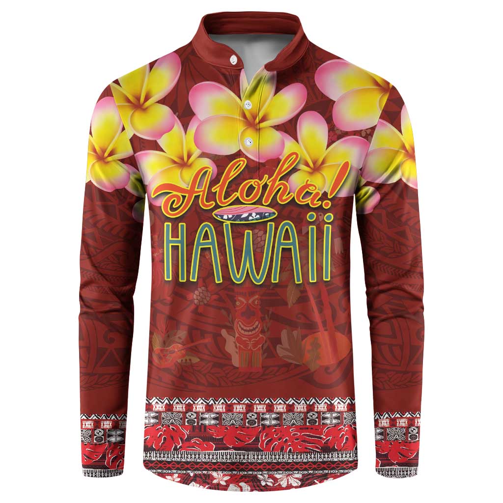 Aloha Plumeria Flowers Button Sweatshirt With Hawaiian Style Tapa Tribal