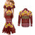 Aloha Plumeria Flowers Couples Matching Mermaid Dress and Long Sleeve Button Shirt With Hawaiian Style Tapa Tribal
