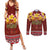 Aloha Plumeria Flowers Couples Matching Summer Maxi Dress and Long Sleeve Button Shirt With Hawaiian Style Tapa Tribal