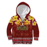 Aloha Plumeria Flowers Kid Hoodie With Hawaiian Style Tapa Tribal