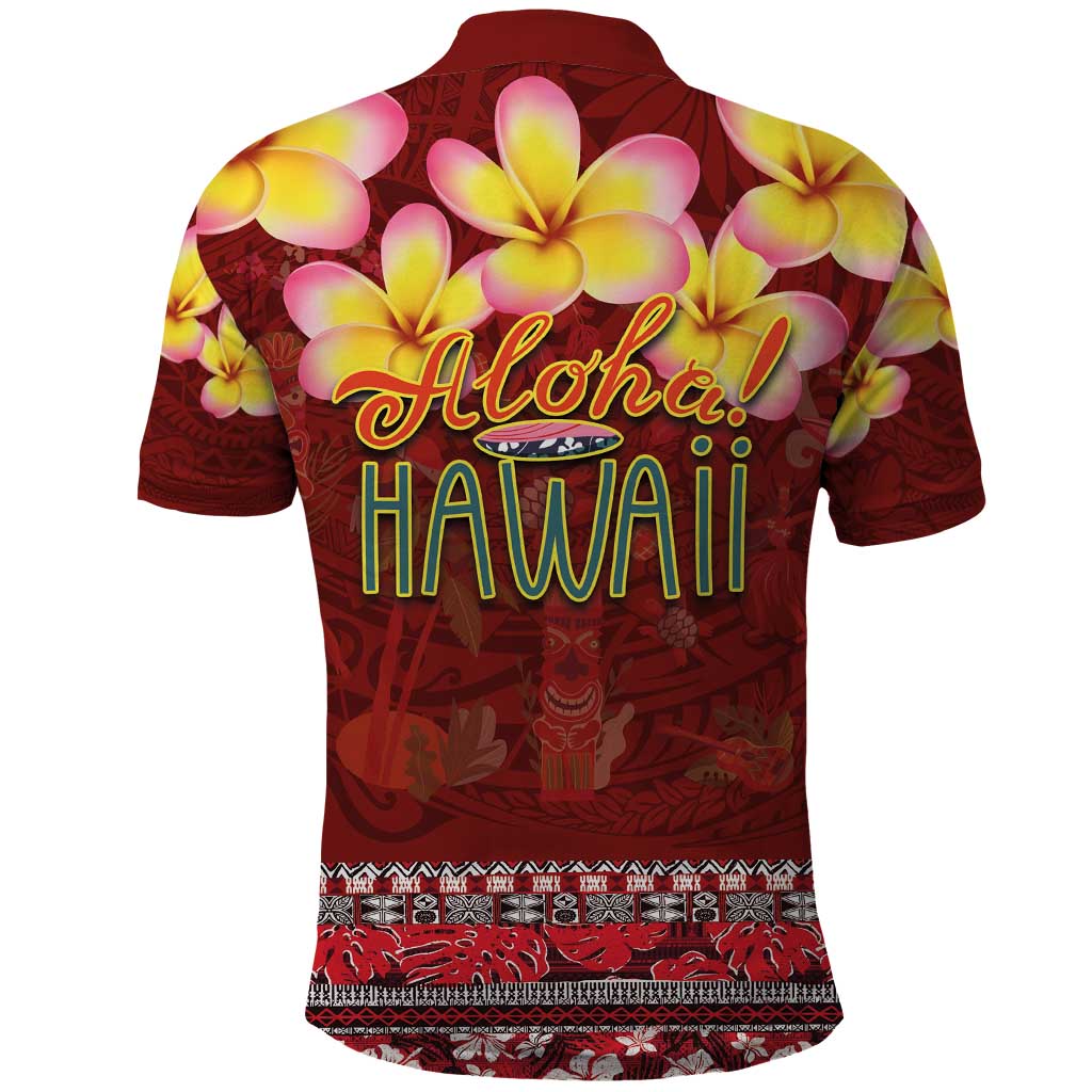 Aloha Plumeria Flowers Polo Shirt With Hawaiian Style Tapa Tribal