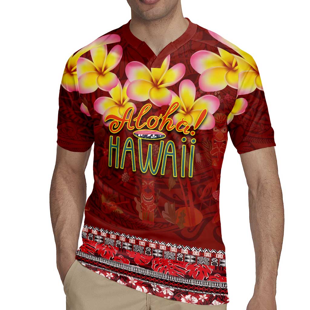 Aloha Plumeria Flowers Rugby Jersey With Hawaiian Style Tapa Tribal