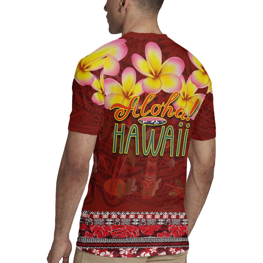 Aloha Plumeria Flowers Rugby Jersey With Hawaiian Style Tapa Tribal