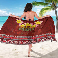Aloha Plumeria Flowers Sarong With Hawaiian Style Tapa Tribal